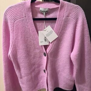 Ganni Soft Pink Cardigan Sweater